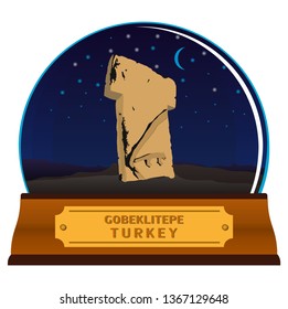 The Gobeklitepe Temple and the history of humanity and the oldest civilization. vector illustration World Heritage site. Archaeological site. Snow globe. Neolithic - Vector