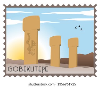 Gobeklitepe Temple and the history of mankind and the oldest civilization. vector illustration. Unesco World Heritage Site. Archaeological site. Neolithic