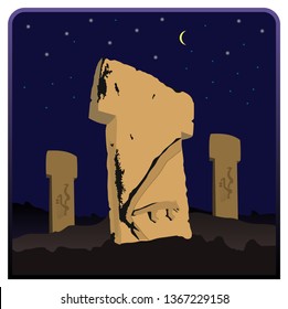 The Gobeklitepe Temple and the history of mankind and the oldest civilization. vector illustration world heritage site. Archaeological site. Neolithic - Vector