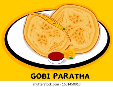 Gobi Paratha indian Street Food Vector