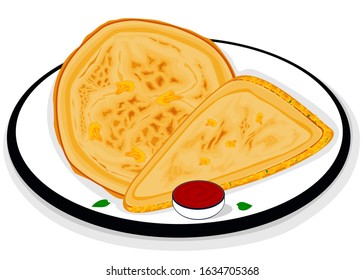 Gobi Paratha indian Street Food Vector