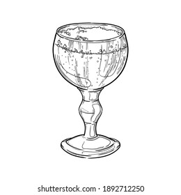 Goblet beer glass isolated on white background. Hand drawn vector illustration.