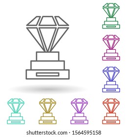 Goblet of diamonds multi color icon. Simple thin line, outline vector of succes and awards icons for ui and ux, website or mobile application
