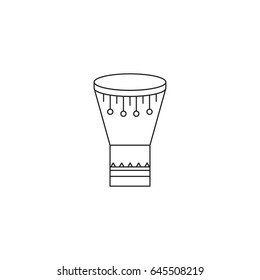 Goblet drum vector thin line icon. Isolated symbol. Logo template for ethnographic tour, element for travel agency products, tour brochure, excursion banner. Simple mono linear modern design.