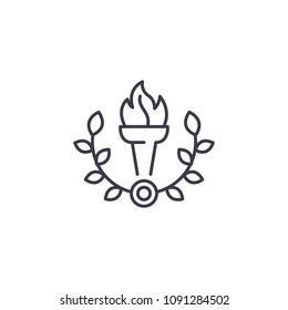 Goblet of fire linear icon concept. Goblet of fire line vector sign, symbol, illustration.