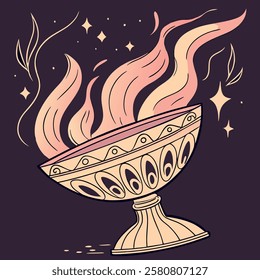 Goblet of Fire on a black background is made in vector style