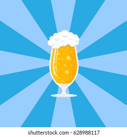 Goblet - glass of beer with foam. Vector.