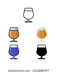 Goblet glass for beer. Home brewer Equipment and raw material icons. vector