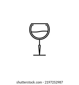 goblet glass icon with half filled with water on white background. simple, line, silhouette and clean style. black and white. suitable for symbol, sign, icon or logo