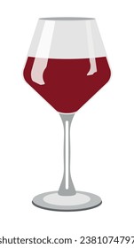 Vidrio goblet del vino tinto logotipo de ilustración vectorial de color plano, sobre transparente