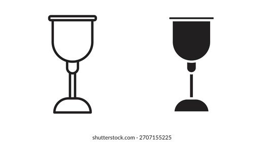 Goblet-Symbol in schwarzem Strich, Vektordesign und flache, feste Version auf weißem Hintergrund