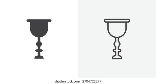 Bechersymbol. Sammlung von bearbeitbaren Strichlinien und Volumenkörper-Flachstilen.