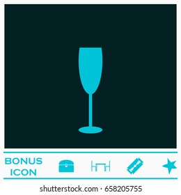 Goblet icon flat. Blue pictogram on dark background. Vector illustration symbol and bonus icons