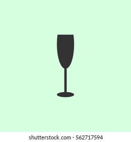 Goblet icon flat. Grey vector symbol on green background