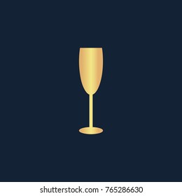 Goblet icon flat. Simple gold pictogram on dark background. Vector illustration symbol