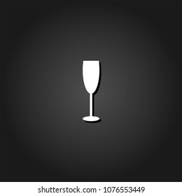 Goblet icon flat. Simple White pictogram on black background with shadow. Vector illustration symbol