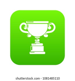 Goblet icon green vector isolated on white background