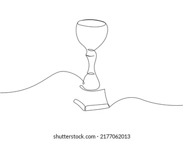 Goblet one line art. Continuous line drawing of sport, award, distinction, victory, trophy, first, chalice, winner, championship, tournament, triumph, competition.