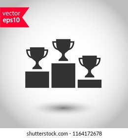 Goblet podium vector icon. Cup award sign. Reward ceremony icon. Prize places symbol. Champion goblet icon. EPS 10 flat symbol.