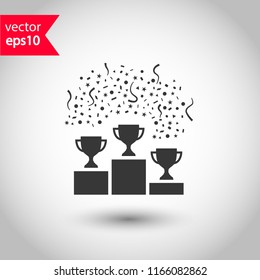Goblet podium vector icon. Cup award sign. Reward ceremony icon. Prize places symbol. Champion goblet icon. EPS 10 flat symbol.