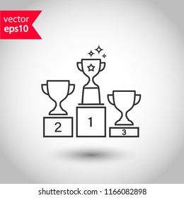 Goblet Podium Vector Icon. Cup Award Sign. Reward Ceremony Icon. Prize Places Symbol. Champion Goblet Icon. EPS 10 Flat Symbol.