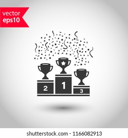 Goblet podium vector icon. Cup award sign. Reward ceremony icon. Prize places symbol. Champion goblet icon. EPS 10 flat symbol.