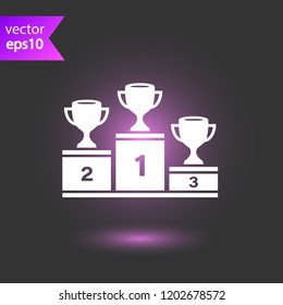 Goblet podium vector icon. Cup award sign. Reward ceremony icon. Prize places symbol. Champion goblet icon. EPS 10 flat symbol.