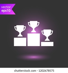 Goblet podium vector icon. Cup award sign. Reward ceremony icon. Prize places symbol. Champion goblet icon. EPS 10 flat symbol.