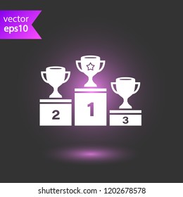 Goblet podium vector icon. Cup award sign. Reward ceremony icon. Prize places symbol. Champion goblet icon. EPS 10 flat symbol.