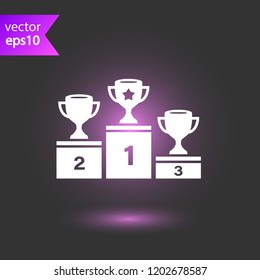 Goblet podium vector icon. Cup award sign. Reward ceremony icon. Prize places symbol. Champion goblet icon. EPS 10 flat symbol.
