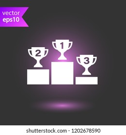 Goblet podium vector icon. Cup award sign. Reward ceremony icon. Prize places symbol. Champion goblet icon. EPS 10 flat symbol.