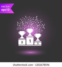 Goblet podium vector icon. Cup award sign. Reward ceremony icon. Prize places symbol. Champion goblet icon. EPS 10 flat symbol.