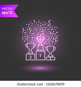 Goblet podium vector icon. Cup award sign. Reward ceremony icon. Prize places symbol. Champion goblet icon. EPS 10 flat symbol.