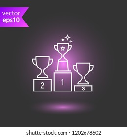 Goblet podium vector icon. Cup award sign. Reward ceremony icon. Prize places symbol. Champion goblet icon. EPS 10 flat symbol.