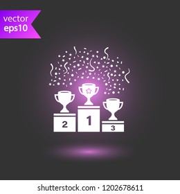 Goblet podium vector icon. Cup award sign. Reward ceremony icon. Prize places symbol. Champion goblet icon. EPS 10 flat symbol.