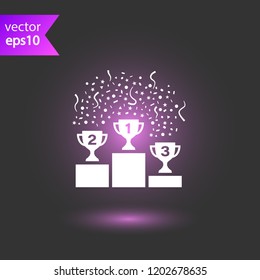 Goblet podium vector icon. Cup award sign. Reward ceremony icon. Prize places symbol. Champion goblet icon. EPS 10 flat symbol.