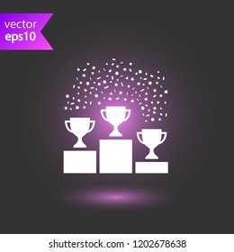 Goblet podium vector icon. Cup award sign. Reward ceremony icon. Prize places symbol. Champion goblet icon. EPS 10 flat symbol.