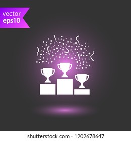 Goblet podium vector icon. Cup award sign. Reward ceremony icon. Prize places symbol. Champion goblet icon. EPS 10 flat symbol.