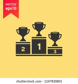 Goblet podium vector icon. Cup award sign. Reward ceremony icon. Prize places symbol. Champion goblet icon. EPS 10 flat symbol.