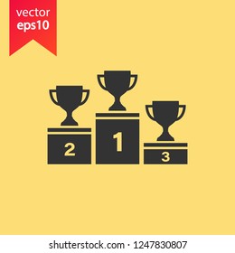 Goblet podium vector icon. Cup award sign. Reward ceremony icon. Prize places symbol. Champion goblet icon. EPS 10 flat symbol.