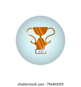 Goblet third bronze icon on blue background vector illustration flat desing
