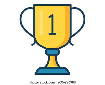 trofeo de goblet icono aislado único con estilo de línea rellena