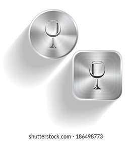 Goblet. Vector set steel buttons