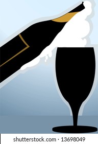 goblet  of wine and wine bottle on a table	