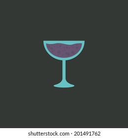 Goblet of wine. Flat design. Glass of purple alcohol beverage. Elegance cup icon, with cocktail liquid. Minimal cup icon. Easy to edit. Vector illustration - EPS10.