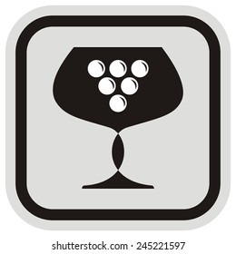 goblet of wine, frame,vector icon, gray background