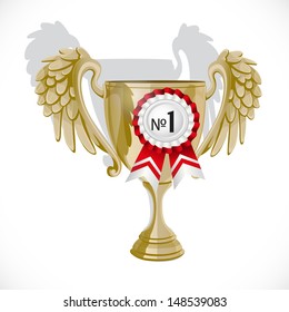 Goblet winner with rosette isolated on white background