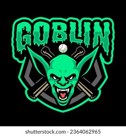 GOBLIN BASEBALL TEMPLATE MASCOT LOGO