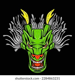 goblin dragon head color vector format