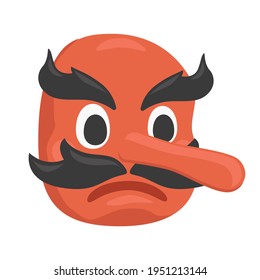 Goblin Emoji Icon Illustration. Red Mask Vector Symbol Emoticon Design Doodle Vector.